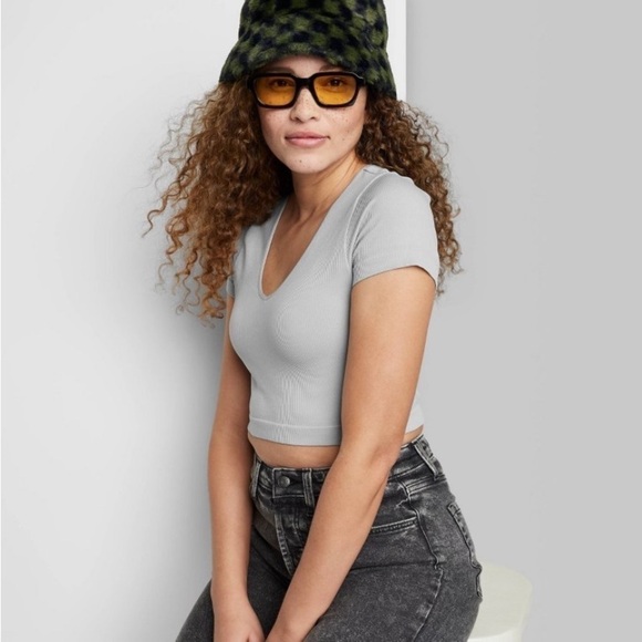 Women's Short Sleeve Fitted Seamless V-Neck
T-Shirt - Wild Fable Light Gray XL - Picture 1 of 4